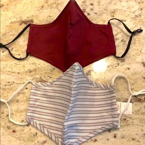 Maroon & white grey stripe mask